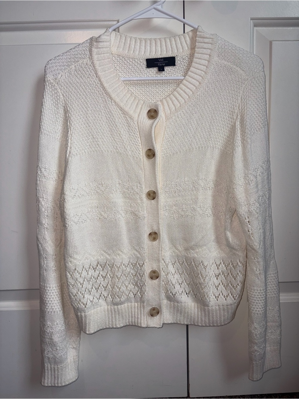 Ivory Knit Button-Front Sweater